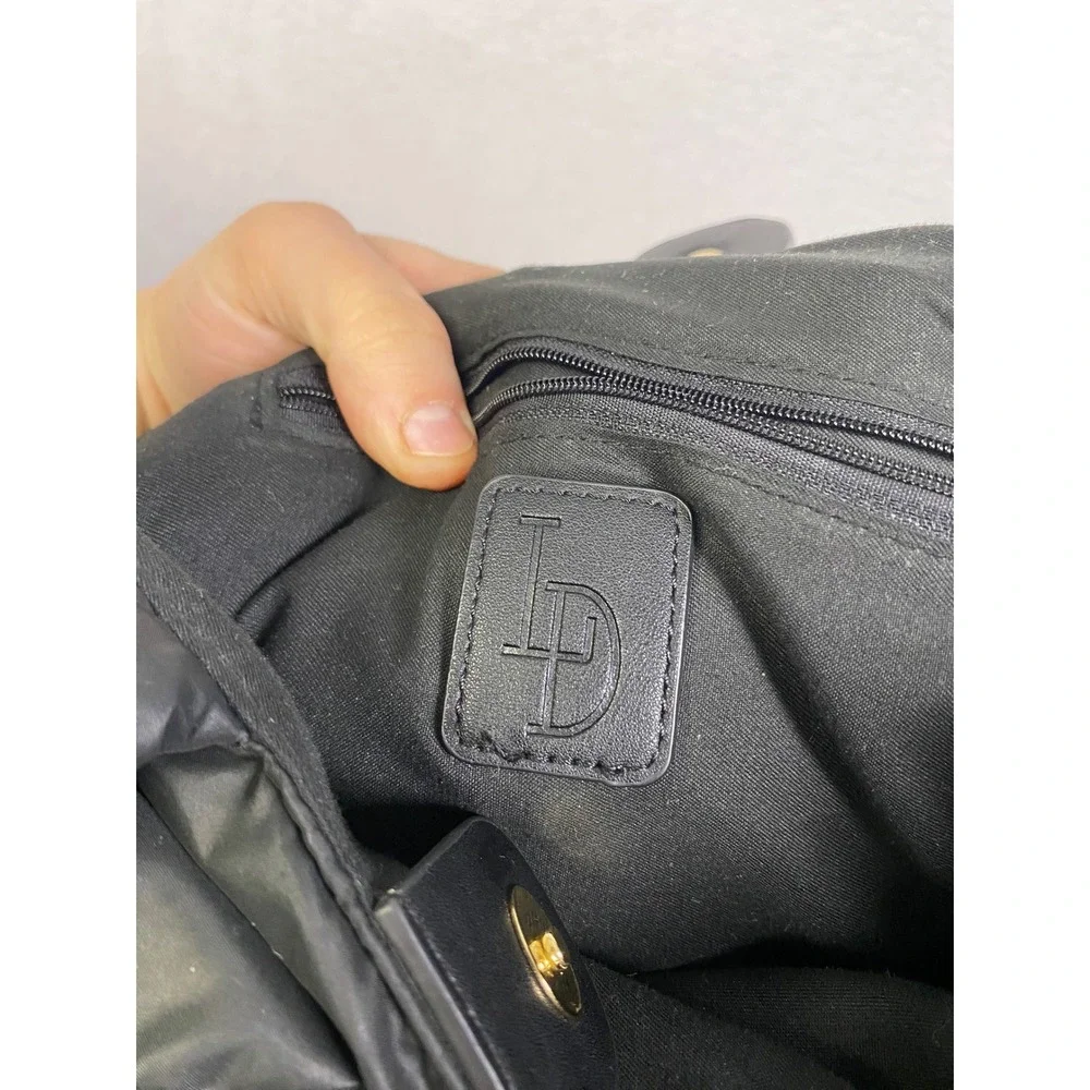 LD‎ Tote Bag Black Puffer Quilted Top Handle Crossbody Shoulder Bag